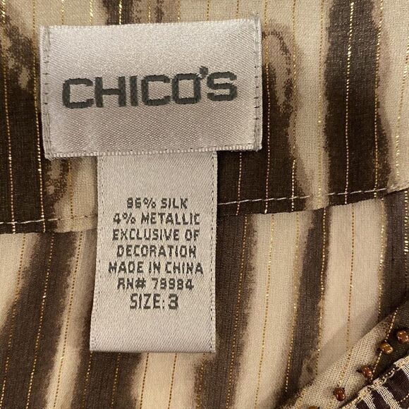 Chico’s long sleeves animal print embellished neck semi-sheer tunic size XL - Picture 5 of 7